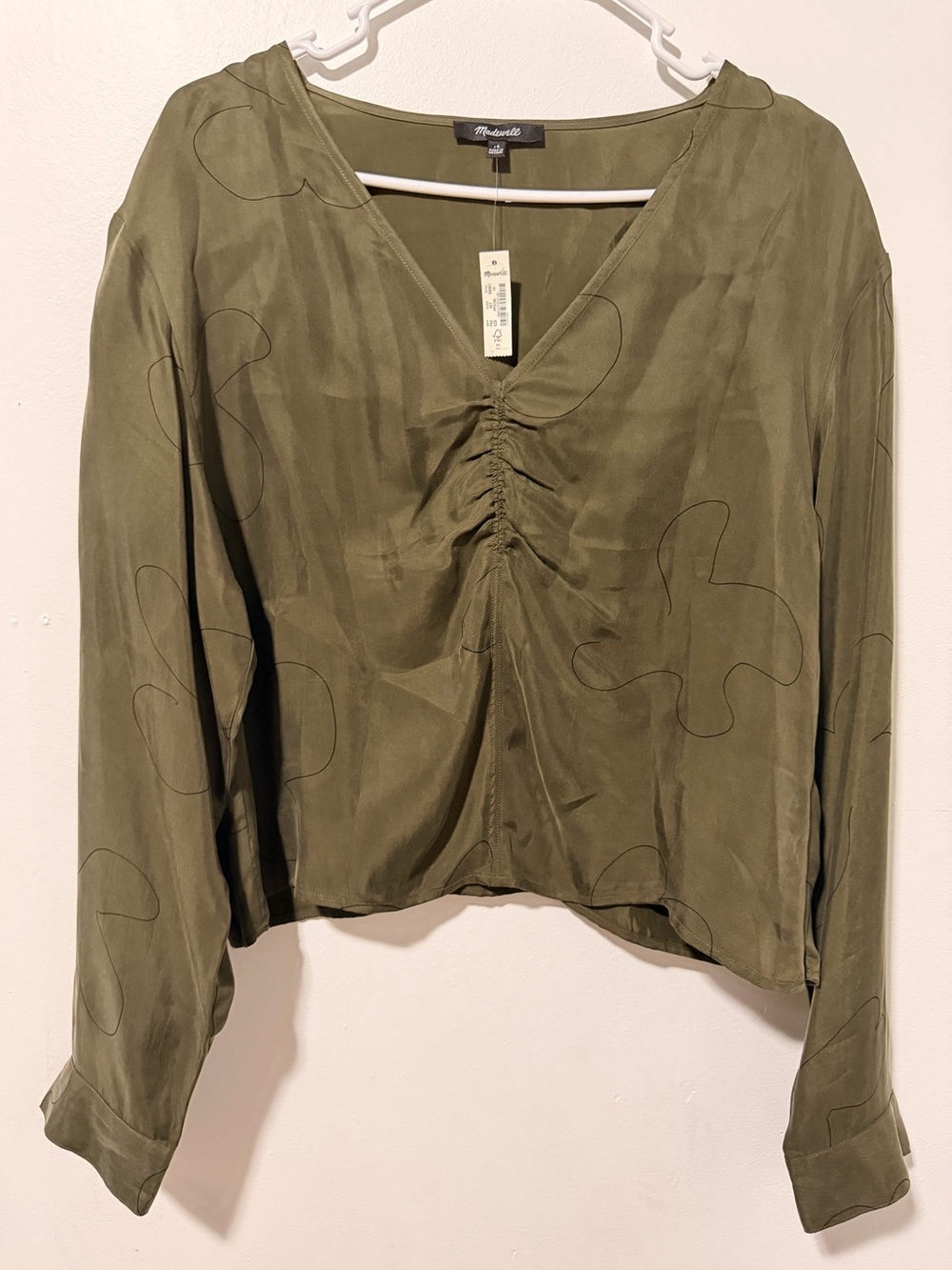 NWT Madewell Long Sleeve Green Top size 14/L
